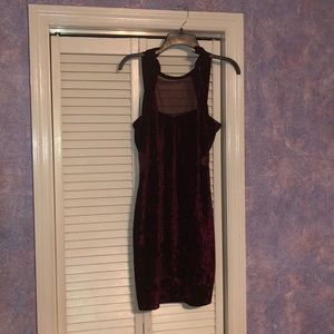 Velvet Bodycon Dress with Mesh Cut-Outs